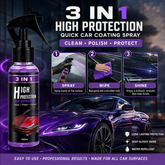 3 in 1 High Protection Quick Car Coating Spray, Ceramic Car Coating Spray Crystal Coating for Car Wax Spray Plastic Parts Refurbish Agent Car Hand Spray (100 ml)