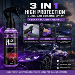 3 in 1 High Protection Quick Car Coating Spray, Ceramic Car Coating Spray Crystal Coating for Car Wax Spray Plastic Parts Refurbish Agent Car Hand Spray (100 ml)
