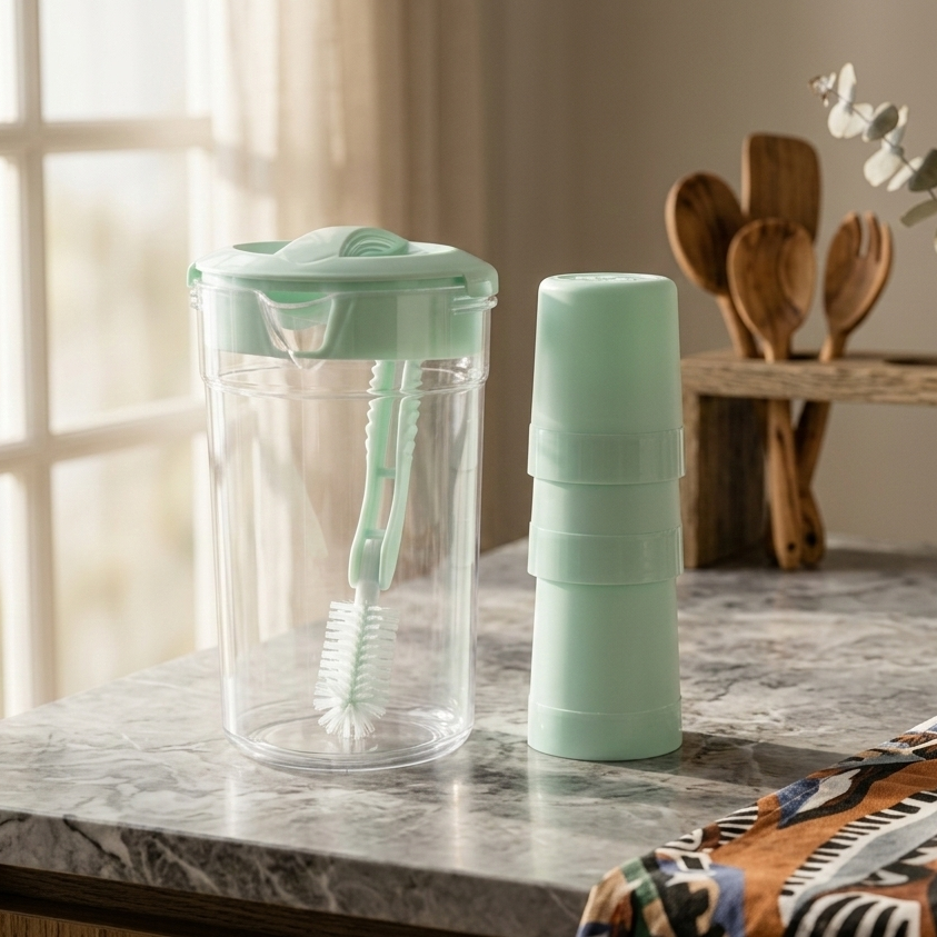 Premium 2.8 Liter Water Jug with 6 Glasses – Unbreakable Plastic Drinkware Set for Home & Office