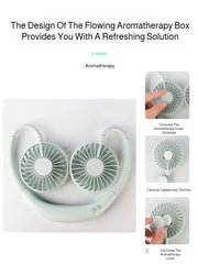 Lazy Portable Silent Neck Fan – Wearable Rechargeable Dual Fan with LED Light & 3-Speed Control