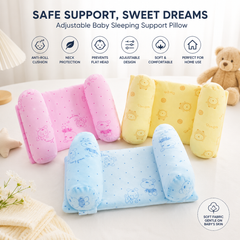 Baby Sleeping Support Pillow | Adjustable Anti-Roll Cushion with Soft Neck Protection for Newborns & Infants