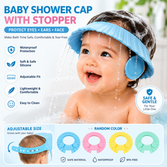 Baby Bath Shower Cap – Soft Waterproof Silicone Hair Washing Hat with Eye & Ear Protection for Babies